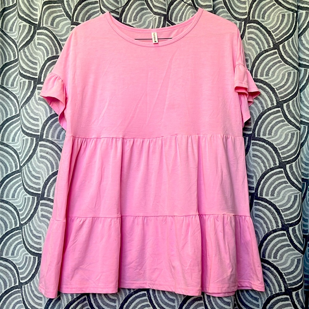 Pink ruffle detail top